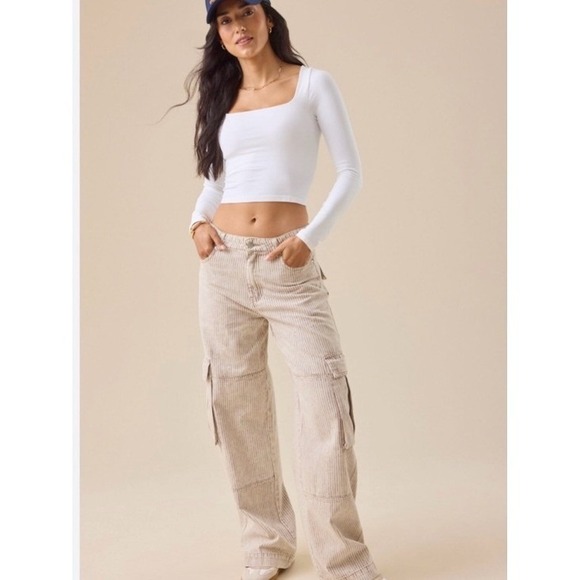 Altar'd State Denim - Altar'd State‎ Micha Strip Wide Leg Cargo Jeans High Rise Utility Pants